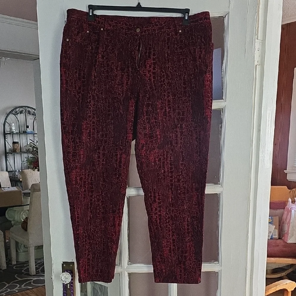 Ruby Rd. Red and Black Luxurious Trousers - Picture 1 of 3
